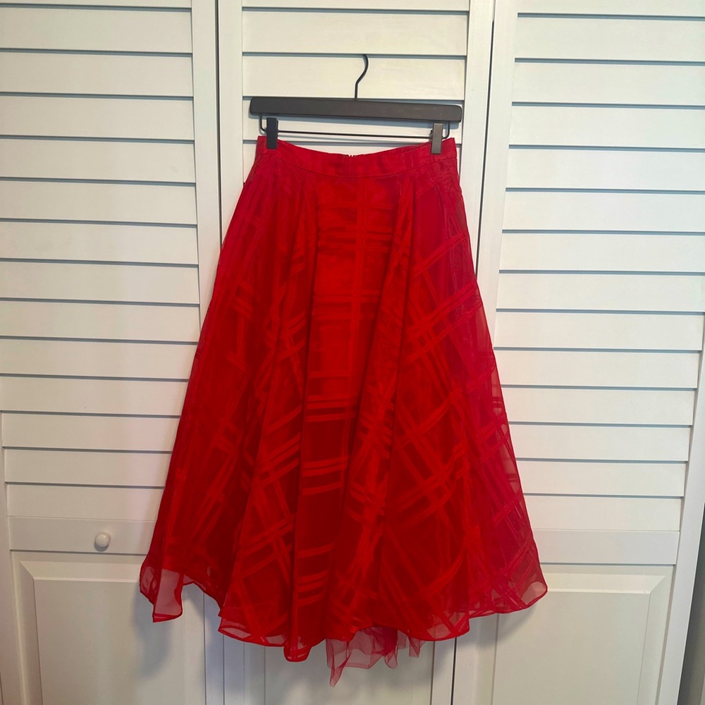 Red A line Midi Skirt